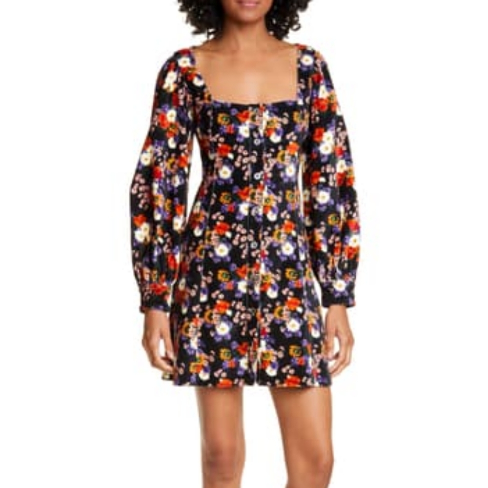 STAUD black floral Chandler dress